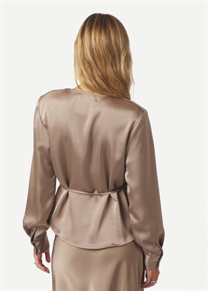 Caprina heavy sateen bluse Dark Taupe Neo Noir